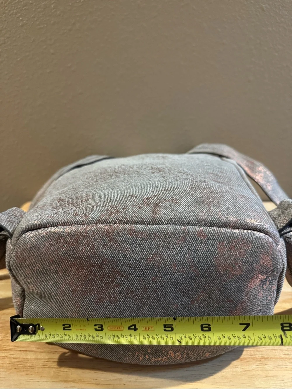 Aimee Kestenberg Metallic Rose Gold Leather Backpack with Center Zip